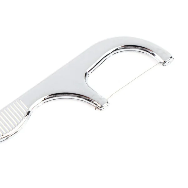 Stainless Steel Toothpick Dental Floss Reusable Flossing Holder Teeth Cleaning