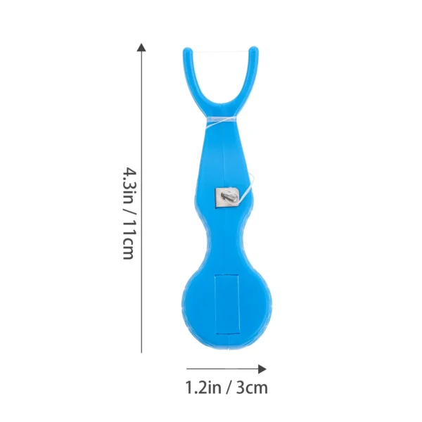 Floss Sticks Dental Floss Reusable Floss Holder Travel 11X3X1.5CM Blue - Image 2