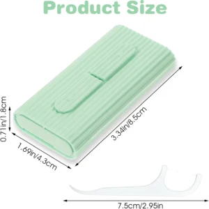 2 Case Portable Dental Floss Dispenser with Adult Flosser Sticks 20 Count, Travel Floss Case for Cleaning Teeth and Oral Care, Refillable Flossers Boxes for Dinners, Dating, Travel, Hotels (Green)
