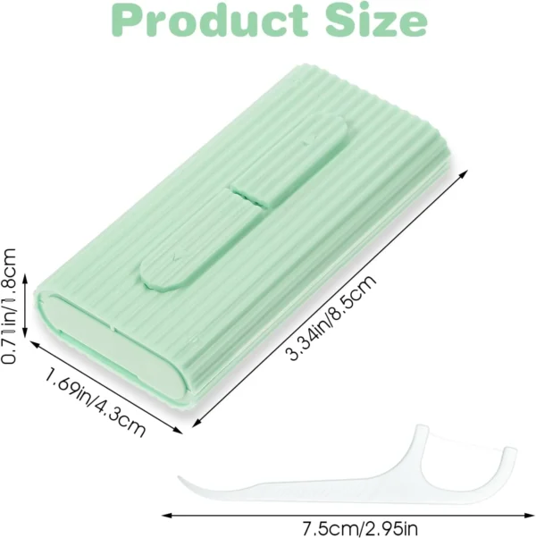 2 Case Portable Dental Floss Dispenser with Adult Flosser Sticks 20 Count, Travel Floss Case for Cleaning Teeth and Oral Care, Refillable Flossers Boxes for Dinners, Dating, Travel, Hotels (Green)