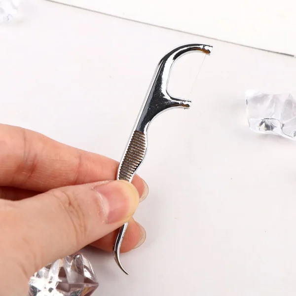 Stainless Steel Toothpick Dental Floss Reusable Flossing Holder Teeth Cleaning - Image 2
