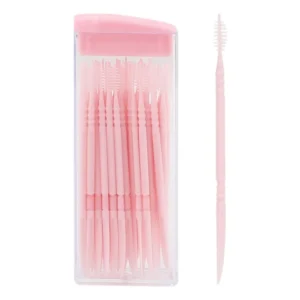 Version of portable plastic cleaning toothpick 50 pack daily no odor multi-use travel two-head dental floss stick-Pink