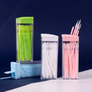 Version of portable plastic cleaning toothpick 50 pack daily no odor multi-use travel two-head dental floss stick-Pink