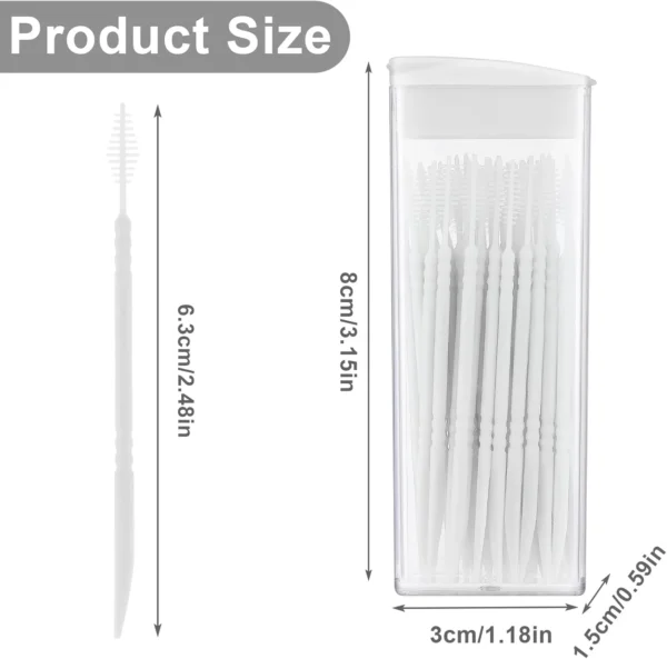 300PCS Double Head Toothpick Brushpicks Plastic Soft Bristle 2-in-1 Dental Floss Interdental Brushes Disposable Oral Care Teeth Clean Stick (50pcs/Box × 6Pack) - Image 2