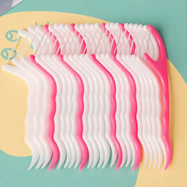 100 Pcs Dental Floss Teeth Plastic Toothpicks Stick Oral Care Cleaning Tool