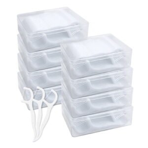 Travel Floss Picks 400pcs with 8 Portable Case, Tooth Picks Flossers Dental Floss Sticks with Floss Pick Holder Dispenser