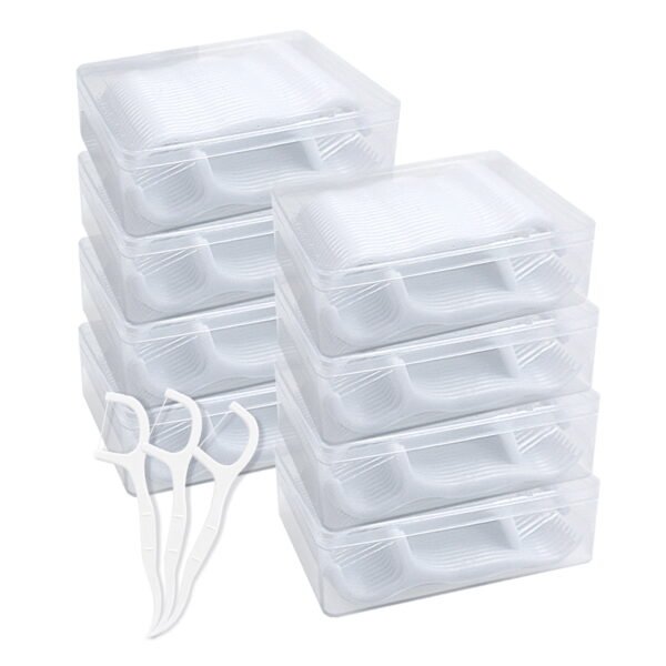 Travel Floss Picks 400pcs with 8 Portable Case, Tooth Picks Flossers Dental Floss Sticks with Floss Pick Holder Dispenser