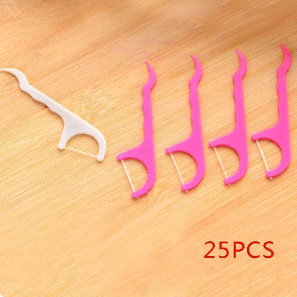 25Pcs Superfine Flat Line Floss Toothpick Interdental Brush Wire Rod Teeth Dental Care Stick