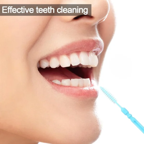 100pcs Plastic Double Head Dental Picks Soft Tooth Floss Picks Interdental Brush Flosser Sticks Portable Oral Dental Brush Cleaning Tool (Blue) - Image 2