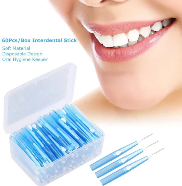 Interdental Slim Brush  60Pcs Dental Floss Picks Refill Inter-Dental Brush Teeth Stick Toothpick Flosser for Oral Deep Clean Health Care - Image 2