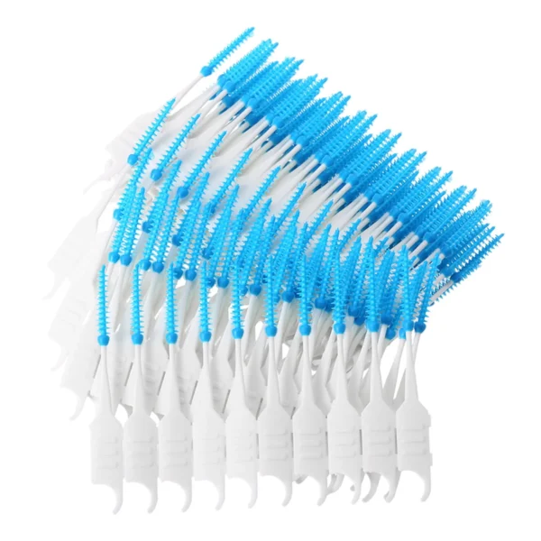 Dental Floss & Dental Picks Clearance! 200Pcs Box Floss Interdental Brush Stick Toothpick Soft Silicone Double Ended Tooth Picks Oral Care, Blue Household Toothpicks, Clearance Sale, One Size
