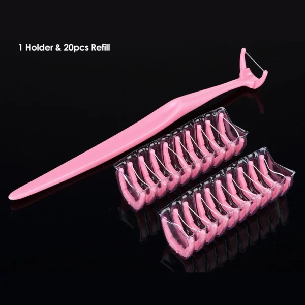 1 Holder & 20Pcs Dental Floss Picks Inter-dental Brush Teeth Stick Toothpick Flosser for Oral Deep Clean