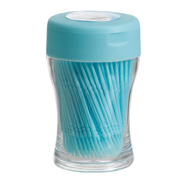 200Pcs Food Grade Plastic Toothpick Travel Portable Double-Head Dental Oral Sticks Interdental Floss Cleaners Tartar Removal Picks Brush with Storage Box