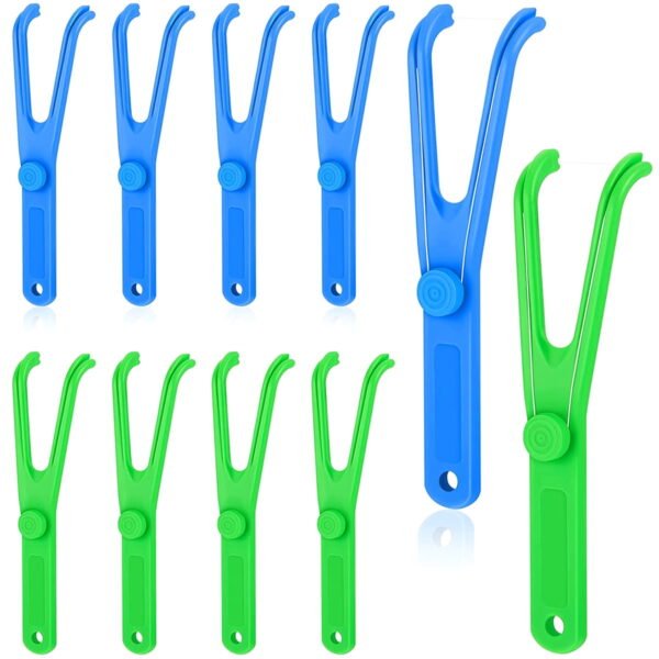 10Pcs Dental Floss Holder Y Shape Dental Floss Rack Reusable Floss Pick Holder Teeth Cleaning Care Tool without Dental Floss for Home Travel Oral Cleaning
