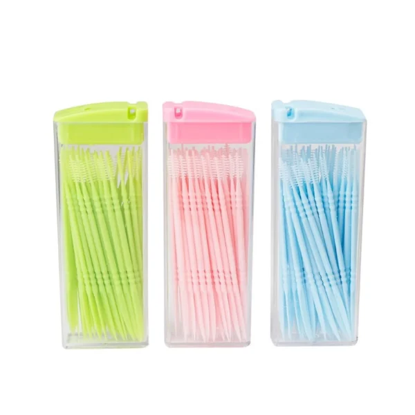 50 pcs / box Double-headed Dental Brush Teeth Sticks Floss Pick Toothpick