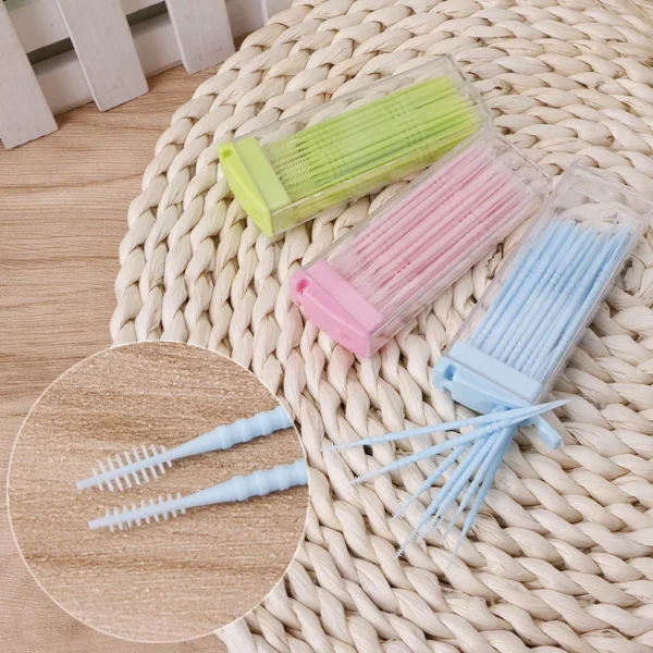 50 pcs / box Double-headed Dental Brush Teeth Sticks Floss Pick Toothpick - Image 2