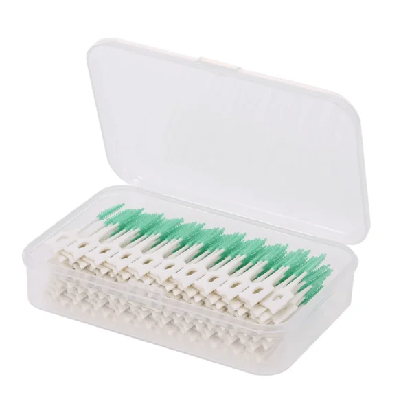 Dental Floss & Dental Picks 160Pcs Double Ended Toothpick Soft Silicone Tooth Picks Interdental Brush Stick Hygiene Tools (White) - Image 2