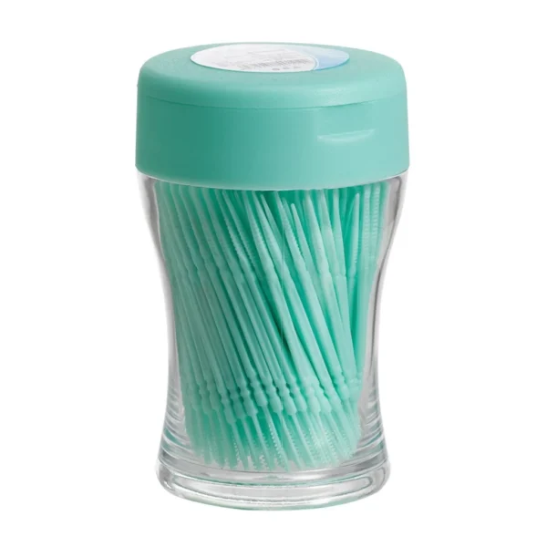 200Pcs Food Grade Plastic Toothpick Travel Portable Double-Head Dental Oral Sticks Interdental Floss Cleaners Tartar Removal Picks Brush with Storage Box