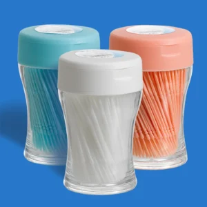 200Pcs Food Grade Plastic Toothpick Travel Portable Double-Head Dental Oral Sticks Interdental Floss Cleaners Tartar Removal Picks Brush with Storage Box